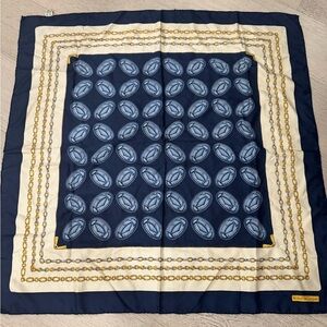 Cartier Blue & Gold Les Must De Cartier Chain Silk Scarf VINTAGE